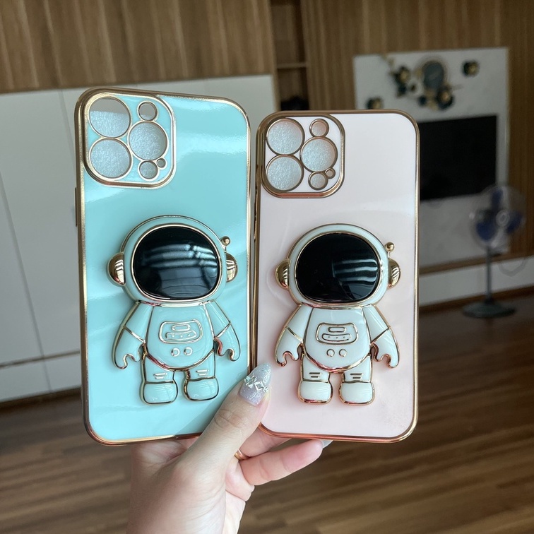 Ốp điện thoại dẻo Phi Hành Gia có giá đỡ xem phim sang trọng cho các dòng iphone 7 8plus xsmax 11 11promax 12 13promax