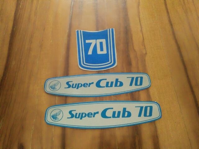 Bộ tem dán mặt nạ ốp hông Super Cub 70 màu xanh phản quang