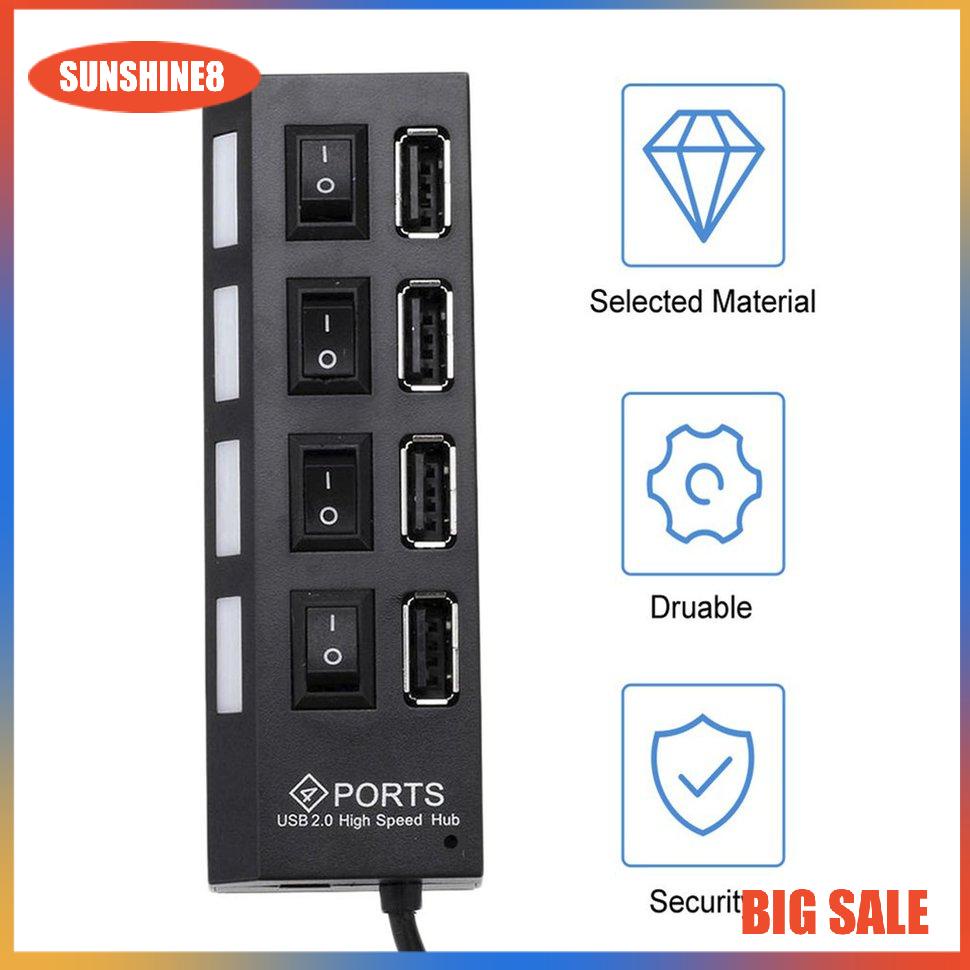 【SUN】Universal USB Hub 4 Cổng USB 2.0 Bộ sạc Tốc độ cao Mini Hub Socket Splitter