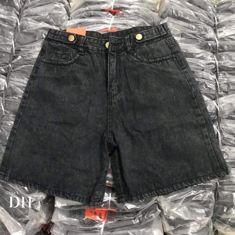 Quần short jeans cạp đinh, 2 màu xanh khói