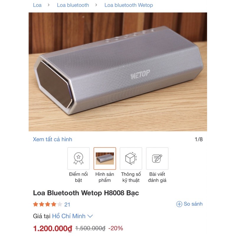 [[ GIÁ SỐC ]] Loa Bluetooth Wetop H8008 Bạc