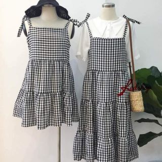 Set bạn thân - Váy kẻ caro đen trắng