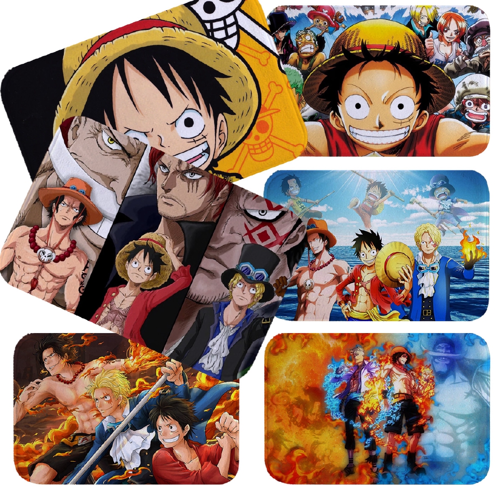 Thảm Lót Sàn Nhà Bếp / Nhà Tắm Vải Flannel Mềm Chống Trượt In Hoạt Hình One Piece Luffy
