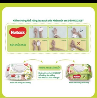 Khăn giấy ướt Huggies không mùi/ ca cao bơ hạt mỡ 64 -72 miếng/gói