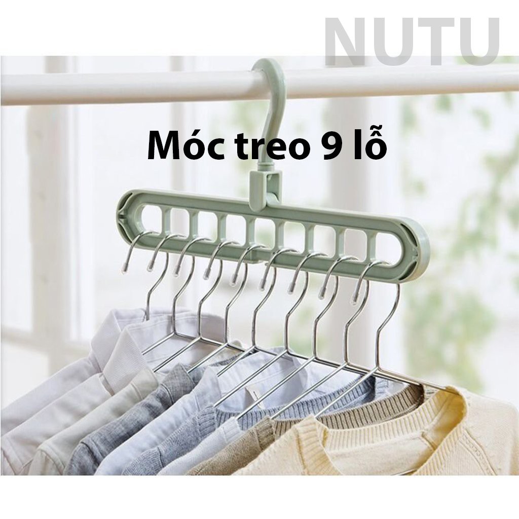 Móc Treo Quần Áo 9 Lỗ Đa Năng Tiện Dụng, Móc Treo Đồ Tăng Diên Tích Tủ Quần Áo