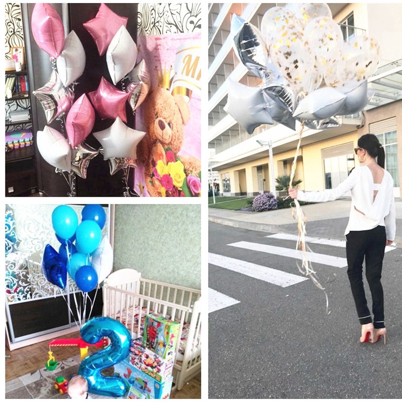 Bộ 5 bong bóng nhôm 18 inch hình ngôi sao hồng dùng trang trí tiệc sinh nhật