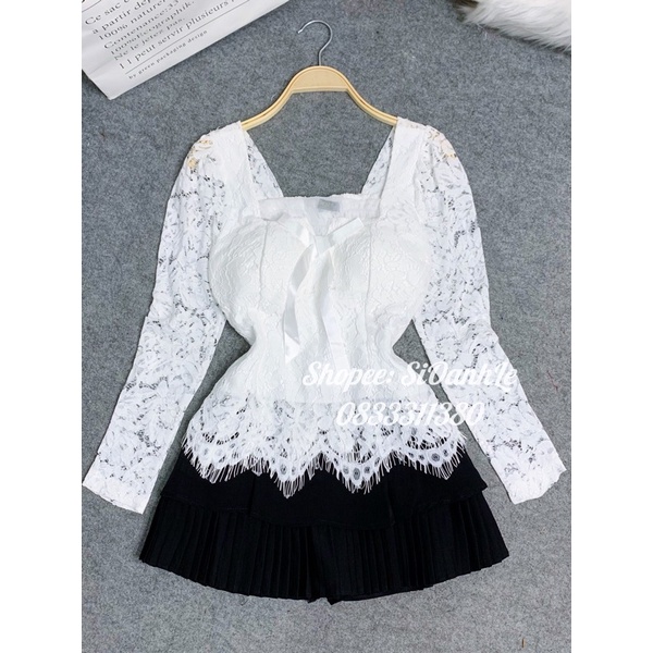 Áo ren tiểu thư dài tay A359