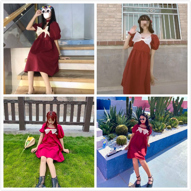 Đầm midi cổ vuông phong cách cổ điển thời trang nữ dễ thương