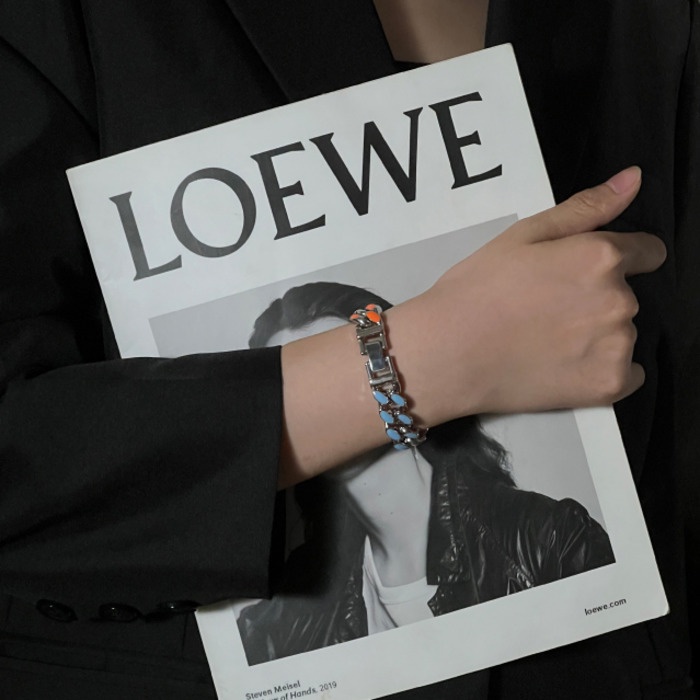 Vòng Tay Cuban Bản Rộng Màu Sắc Cá Tính Phong Cách hip hop Cho Nam Và Nữ