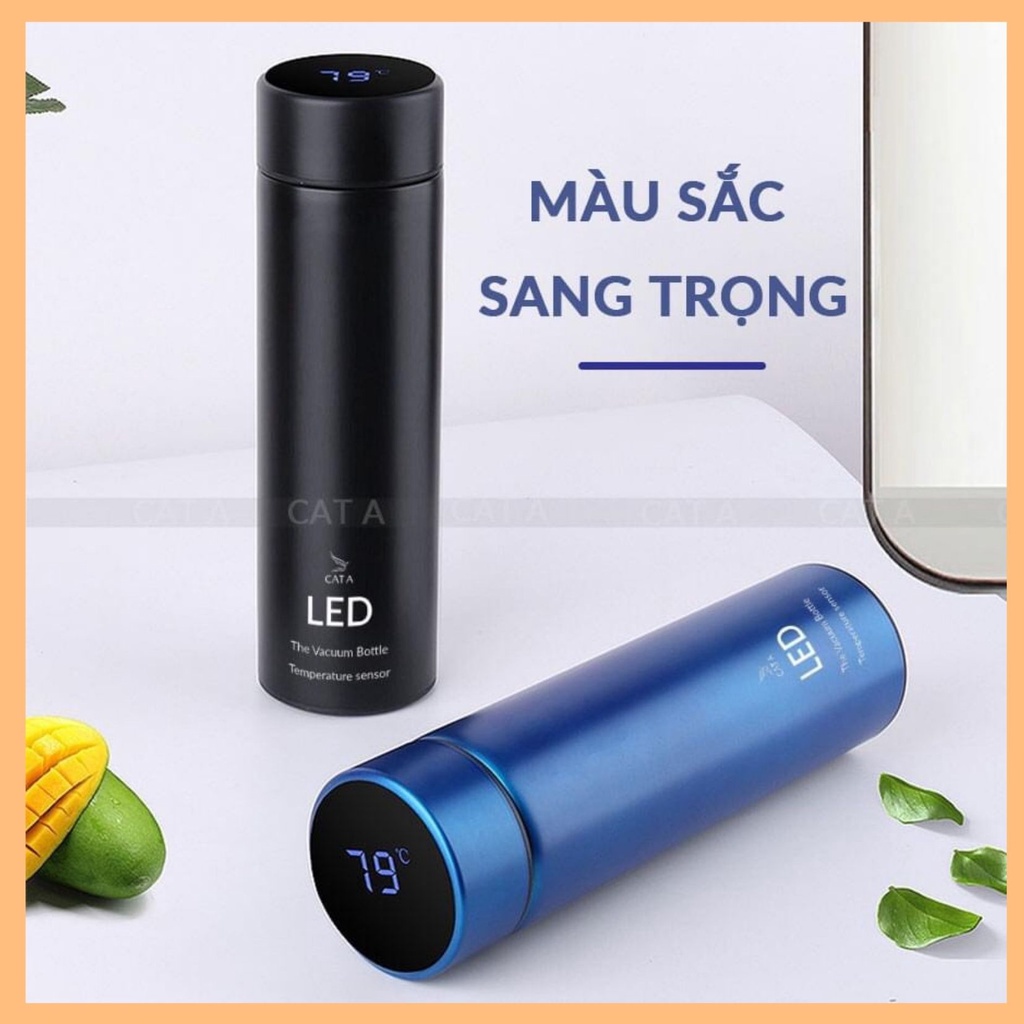 Bình giữ nhiệt led cao cấp CÁT Á 500ML CÓ ĐÈN LED HIỂN THỊ NHIỆT ĐỘ - Sang trọng, tiện lợi, giữ nhiệt 12 giờ