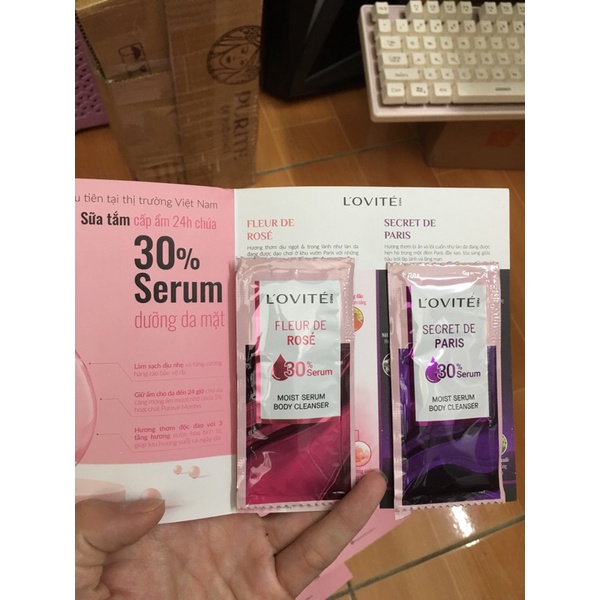 10 combo Sữa Tắm Dưỡng Ẩm L’Ovité Serum Body Cleanser 6gr  với công thức CHỨA 30% SERUM DƯỠNG DA MẶT 6gr