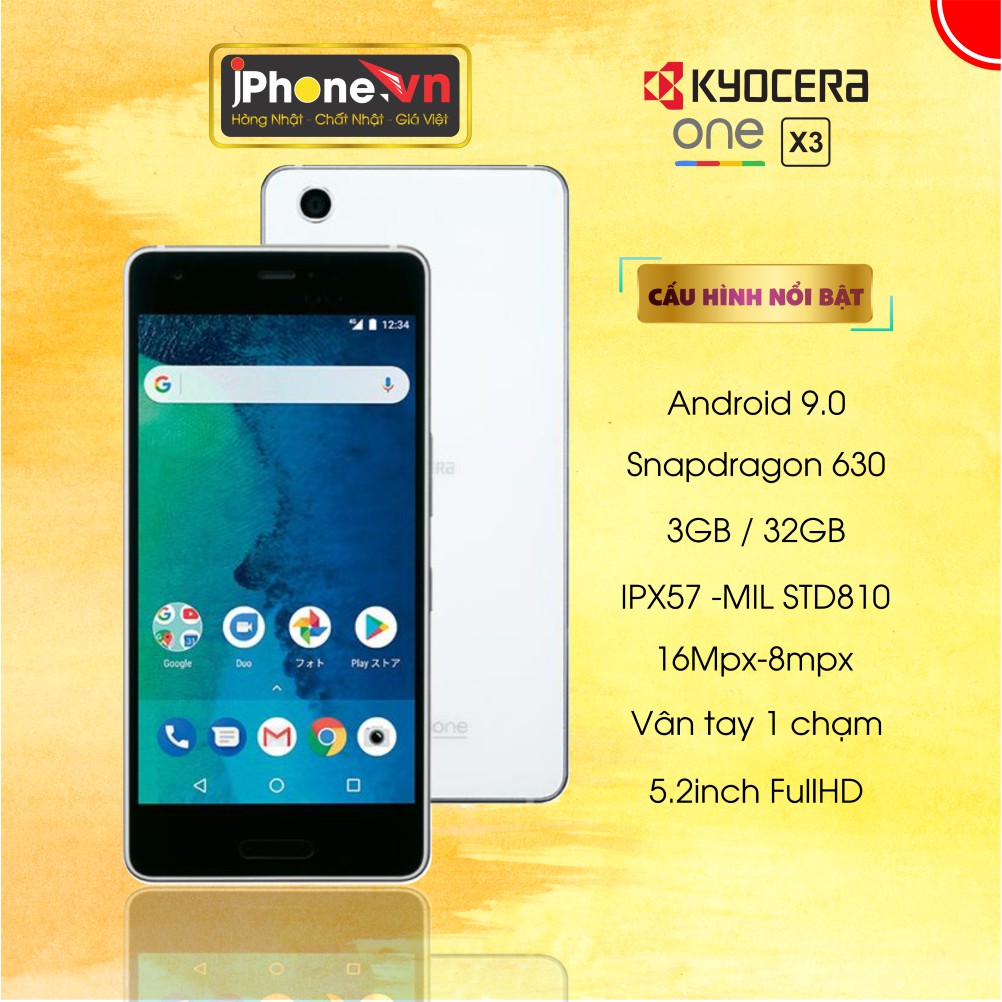 Điện thoại Kyocera Android One X3 chuẩn quân đội , chống nước , khung thép siêu cứng ,Android 10 | BigBuy360 - bigbuy360.vn