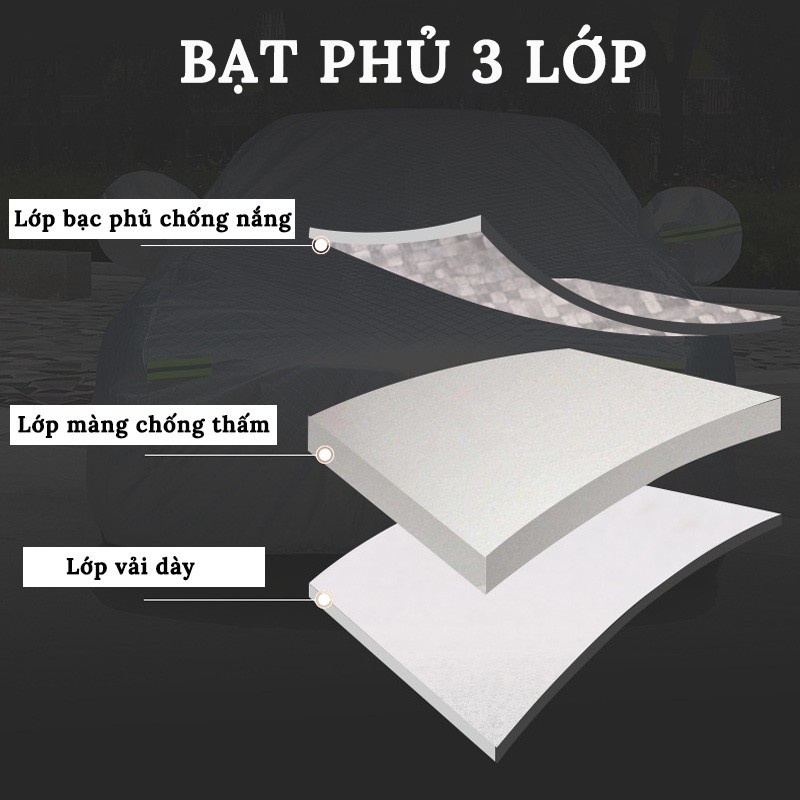 Bạt Phủ Xe tráng nhôm, Bạt phủ ô tô 3 lớp cách nhiệt,chống cháy,chống thấm nước cho ô tô - HÀNG ĐẸP - SIÊU DAI-SIÊU BỀN