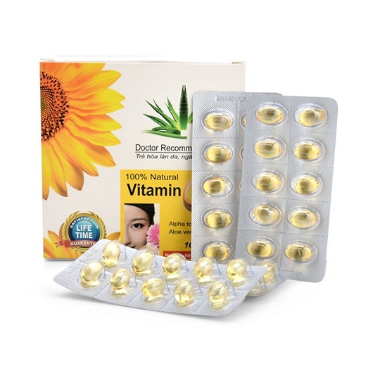 VITAMIN  E NHA ĐAM  400IU - Hộp 100 viên nang mềm -Tinh dầu lô hội làm đẹp da, chống lão hóa, ngừa nếp nhăn