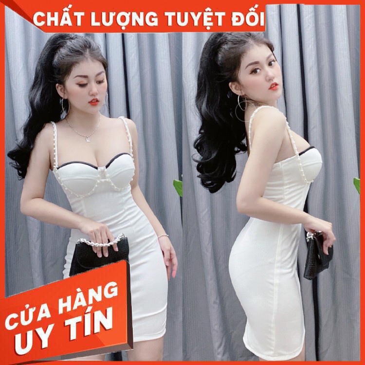 ✔️hienphamstore✔️ Đầm CAO CẤP cúp ngực đính cườm 2 dây sang trọng - DN7049