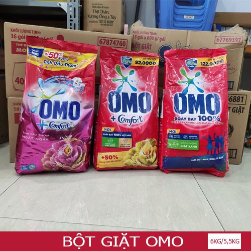 Bột giặt Omo 6kg - Sạch cực nhanh - Comfort 5,5kg