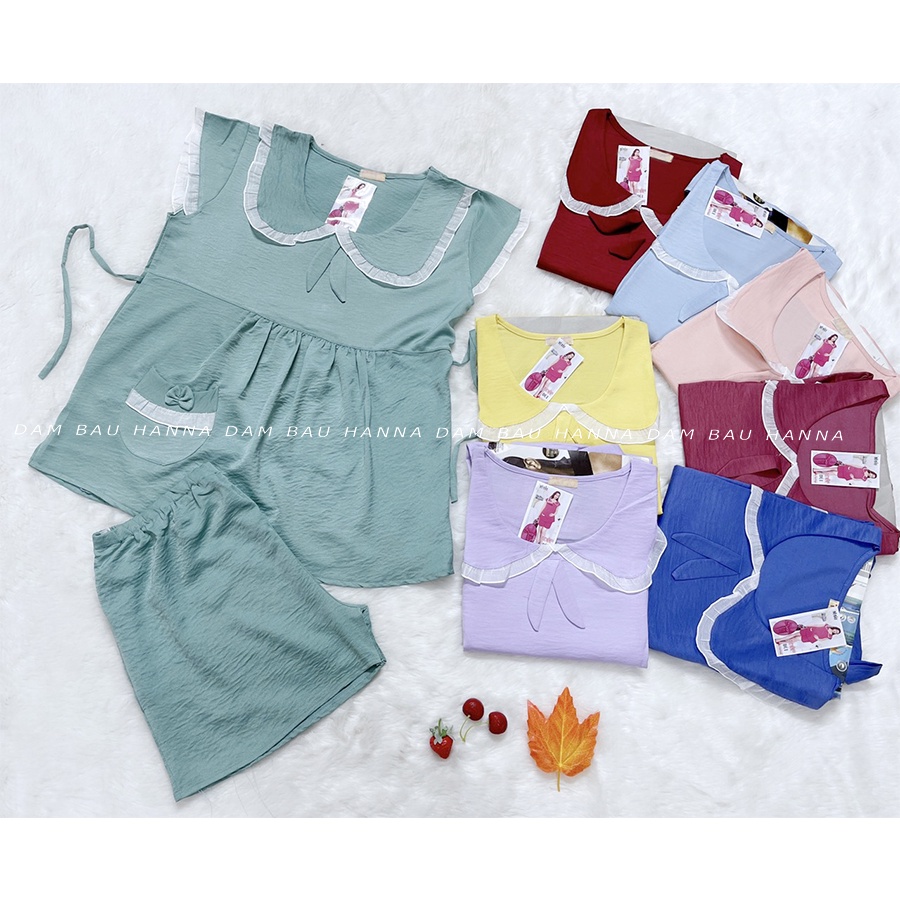 [HANNA] Đồ bộ đùi mặc ở nhà cho bà bầu free size 40-70kg vải 2 da cao cấp thoáng mát không nhăn đường may chắc chắn