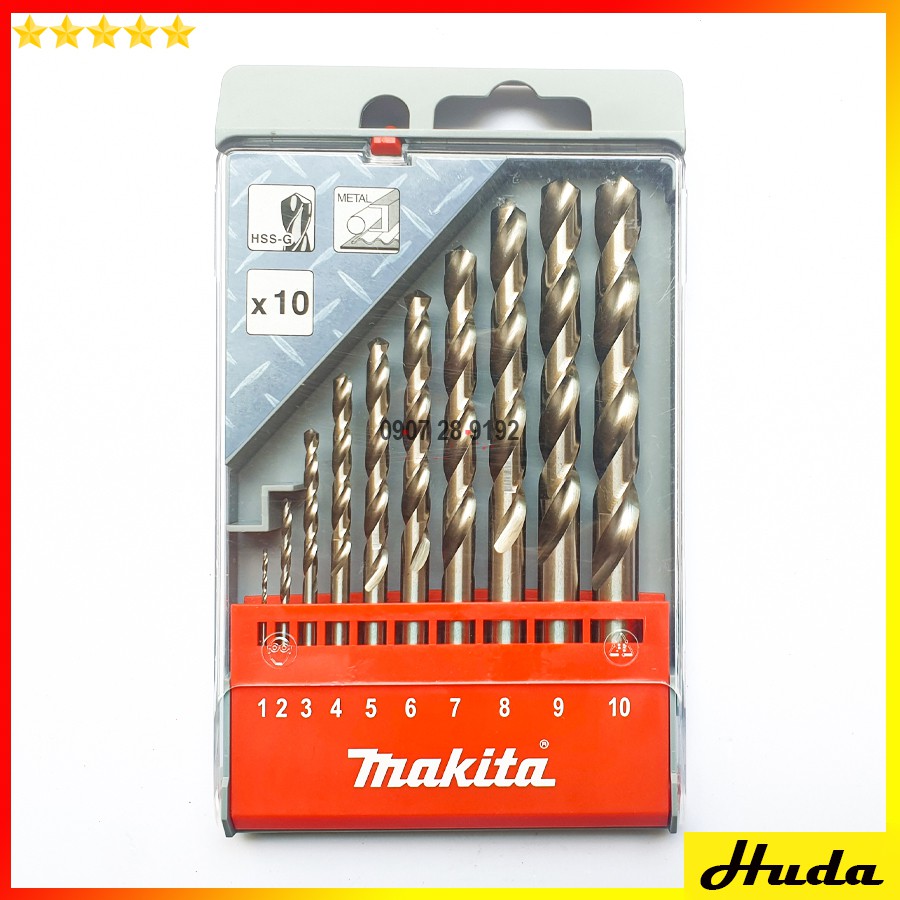 Bộ mũi khoan kim loại HSS-G 10 cái Makita D-57205