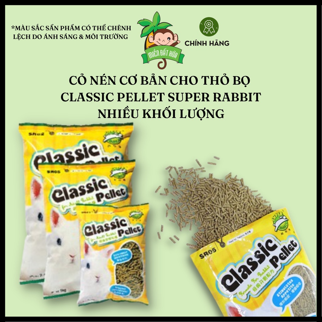 Thức ăn thỏ bọ - Cỏ nén cơ bản chính hãng Super Rabbit 500 gram, 1kg, 2kg dành cho thỏ, bọ ú