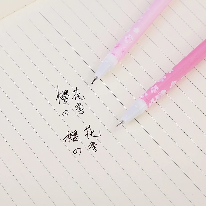 1 Bút Bi Mực Đen Ngòi 0.5mm Hình Hoa Anh Đào Đáng Yêu Cho Học Sinh