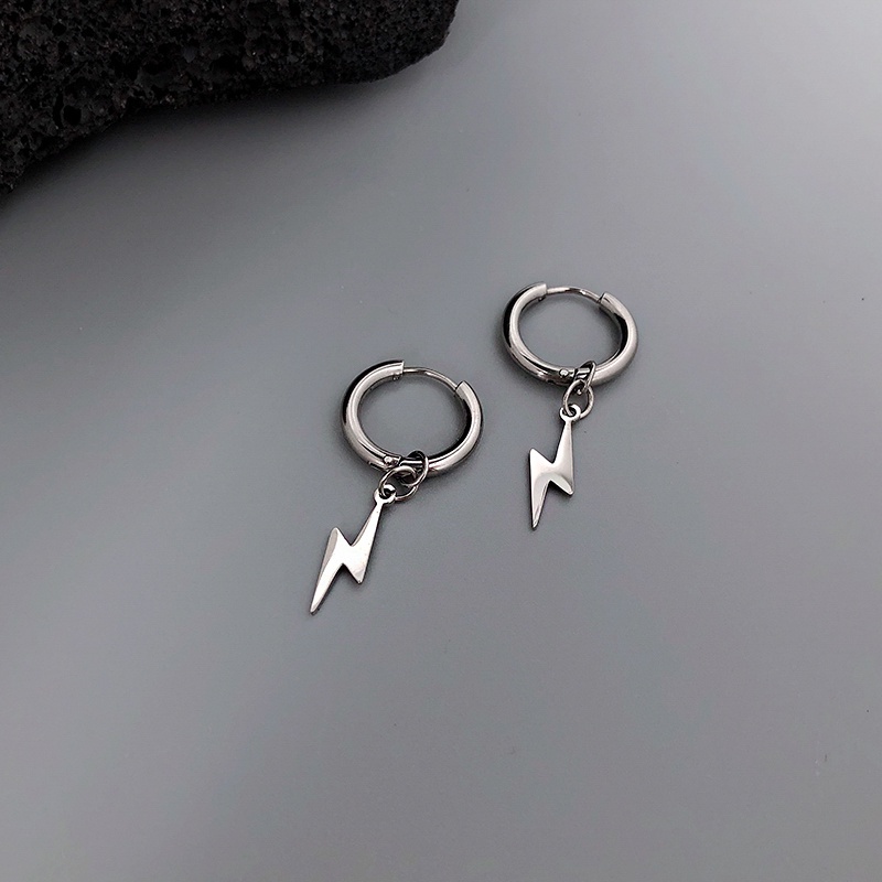 Bông Tai Thời Trang Hình Tia Chớp Đơn Giản Phong Cách hip hop Cho Nam Và Nữ