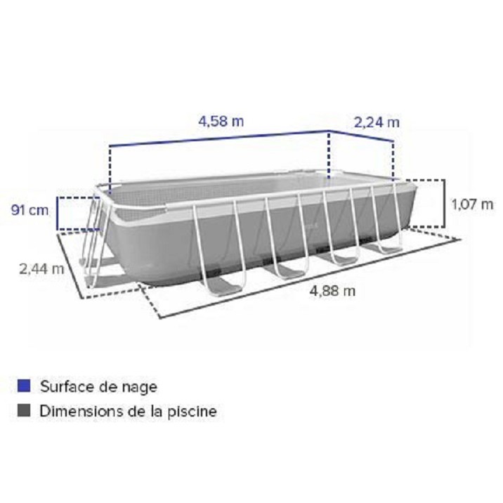 Bể bơi khung kim loại chịu lực 488x244x107 cm Intex 26792 - Kèm máy lọc