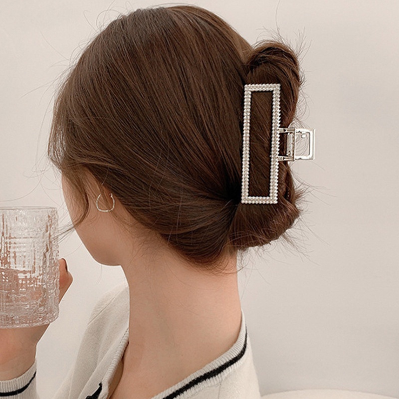 Kẹp Tóc Càng Cua Lớn Bằng Hợp Kim Đính Ngọc Trai Nhân Tạo Chống Trượt