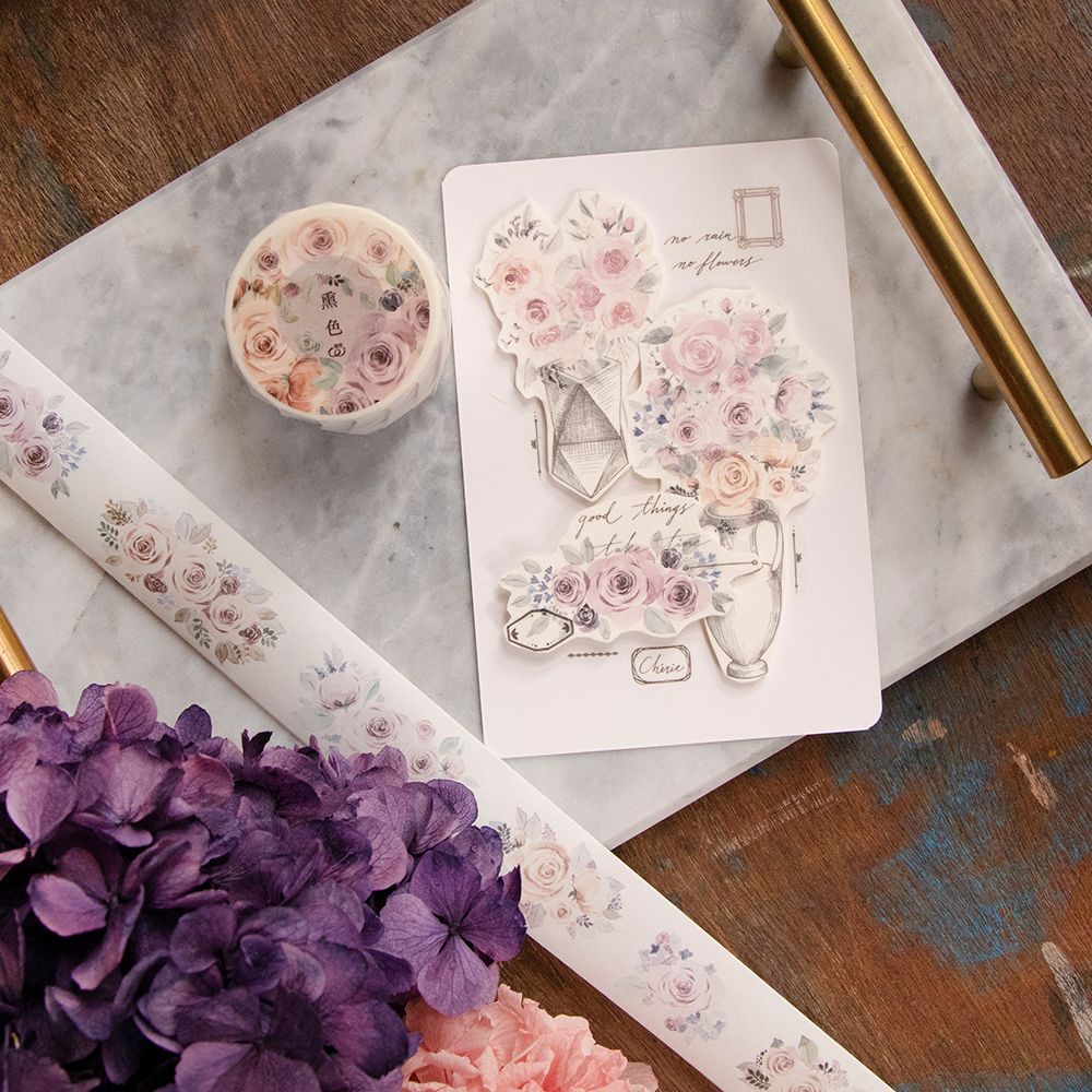 Sâu Nery - Băng dán trang trí washi tape hoa hồng nhỏ by Loi Design