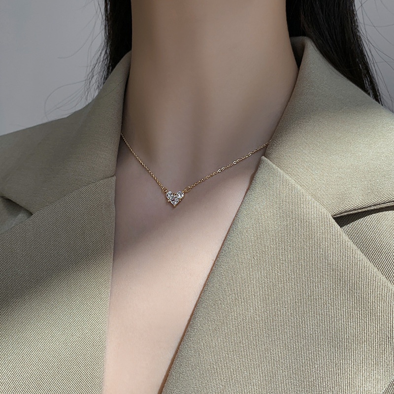 Vòng cổ Mặt Hình Trái Tim Đính Đá Zircon Thời Trang Cho Nữ