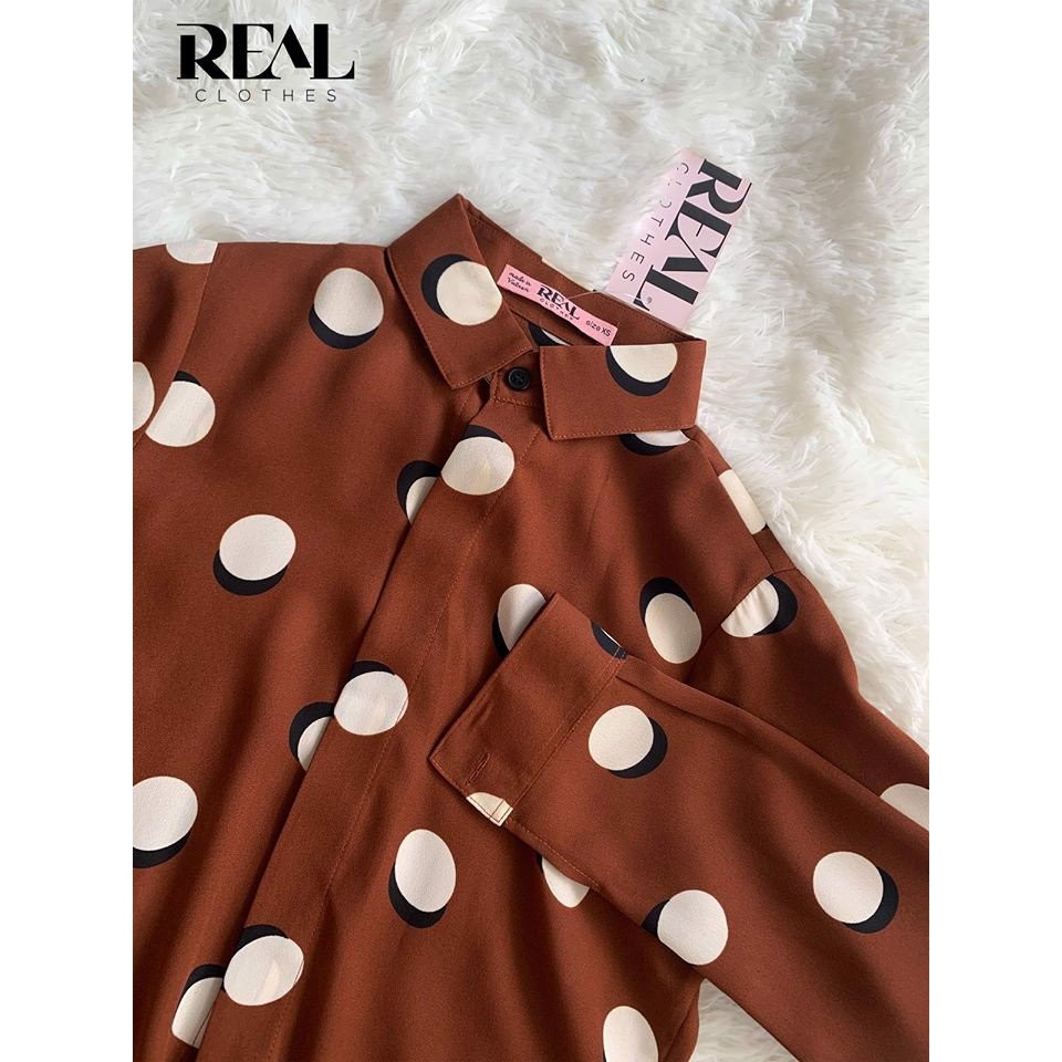 [SALE] Sơ mi chấm bi nâu - SALE size XS