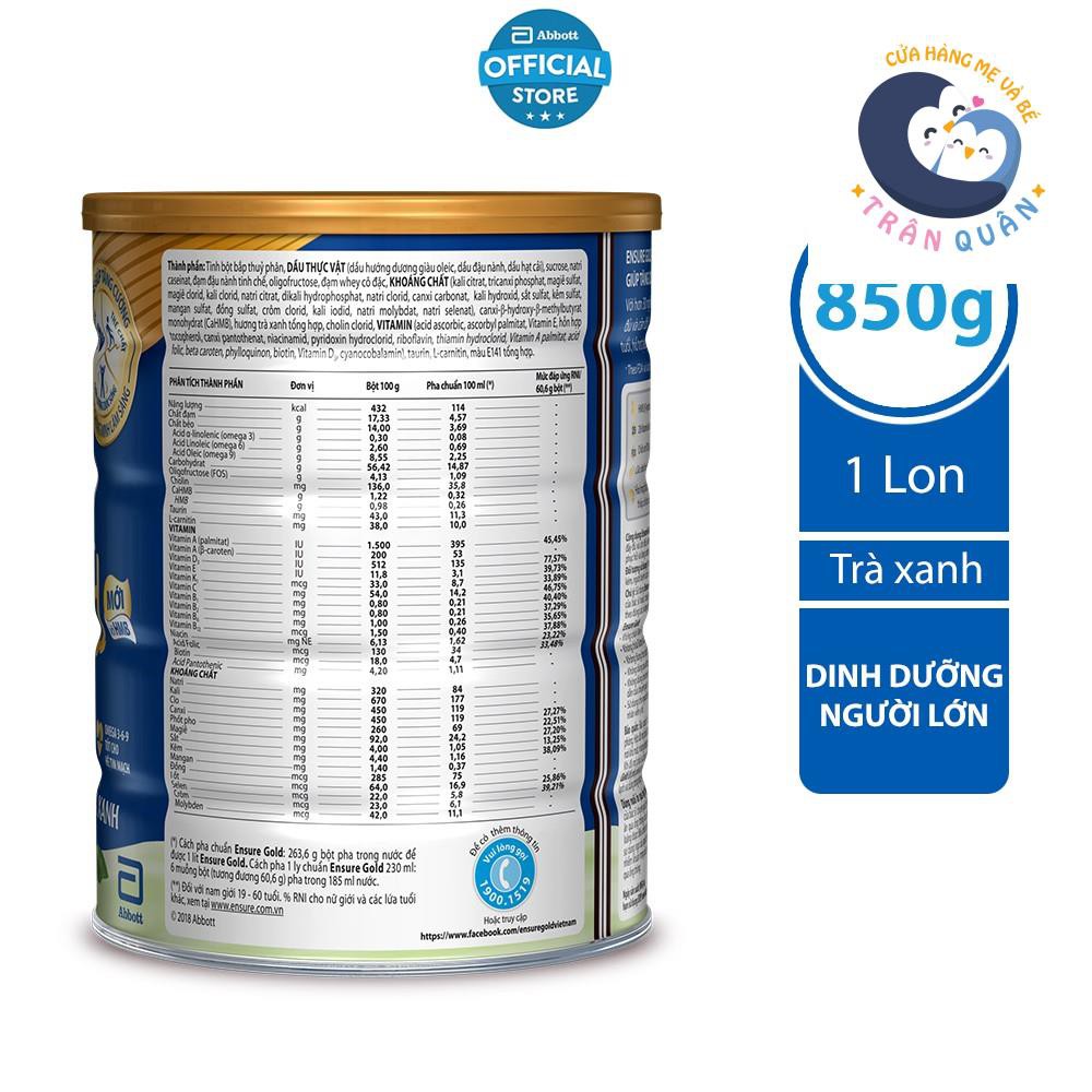 Sữa bột Ensure Gold (HMB) Trà xanh 850g