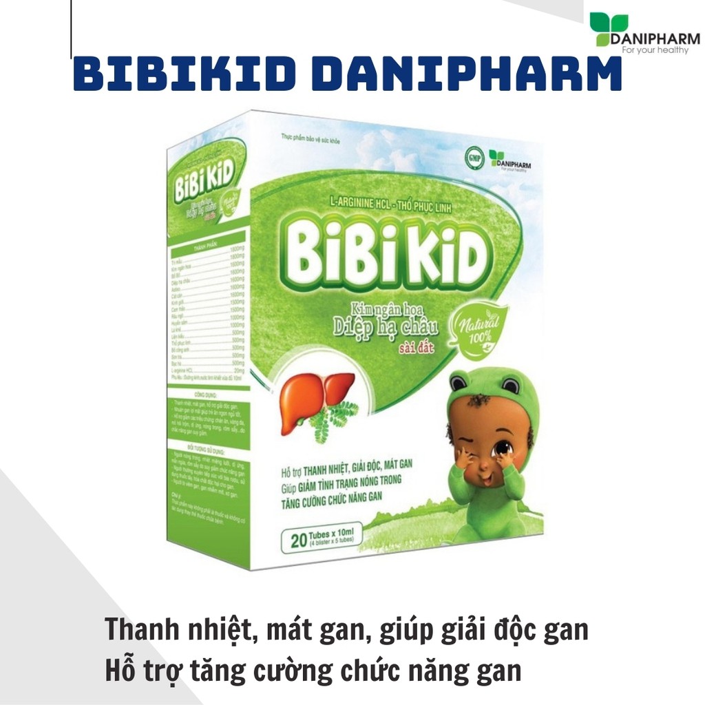 Siro thanh nhiệt, mát gan, giải độc gan - Bibikid Danipharm (hộp 20 ống x 10ml)