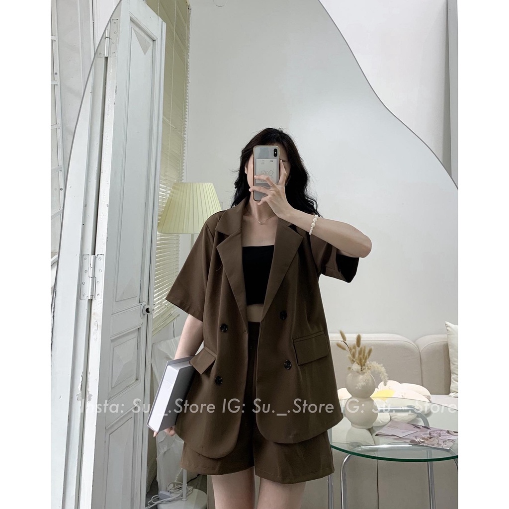 Set blazer cộc tay kèm quần short nhiều màu Setvestcoctay109/P5k3,4