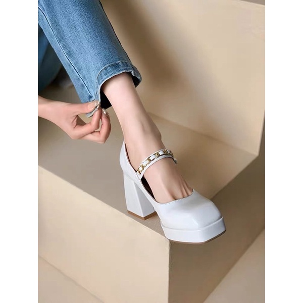 SẴN Tím: 36,37- Giày Cao gót bóng cao cấp đế 9cm phong cách trẻ trung năng động