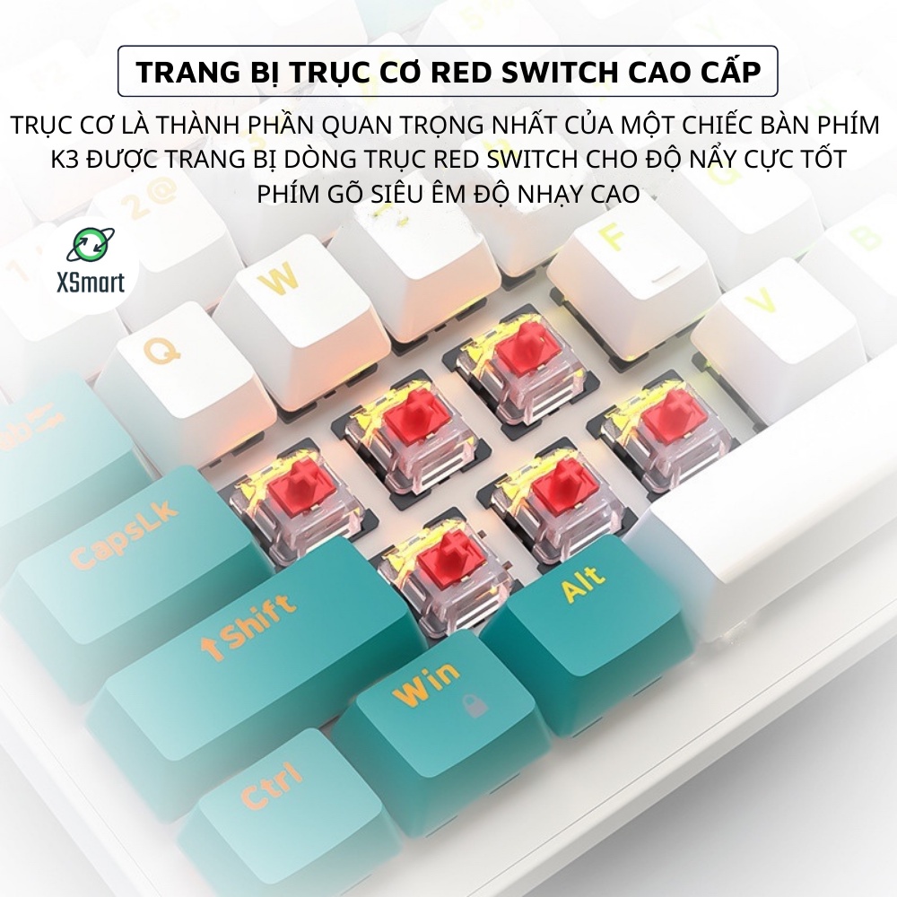 Bàn Phím Cơ Cao Cấp K3 Premium Gaming Nhiều Chế Độ Led Cực Đẹp, Trục Cơ Học Red Switch Dùng Cho Máy Tính, Laptop