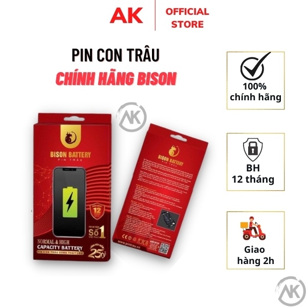 Pin IPhone BISON 💖 Free Ship 💖 Pin Con Trâu - 5s/se/6/6s/6sp/7/7p/ 8/ 8p/ X/Xr/Xs/Xsm-Bảo Hành 12 Tháng lỗi 1 đổi 1