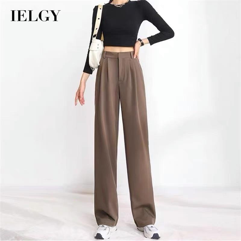 Quần dài IELGY lưng cao dáng rộng mỏng thời trang cá tính thông dụng dành cho nữ