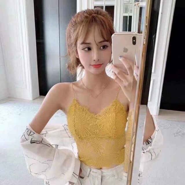 Áo bra dáng dài dây mảnh _ mẫu mới _co khe tháo mút