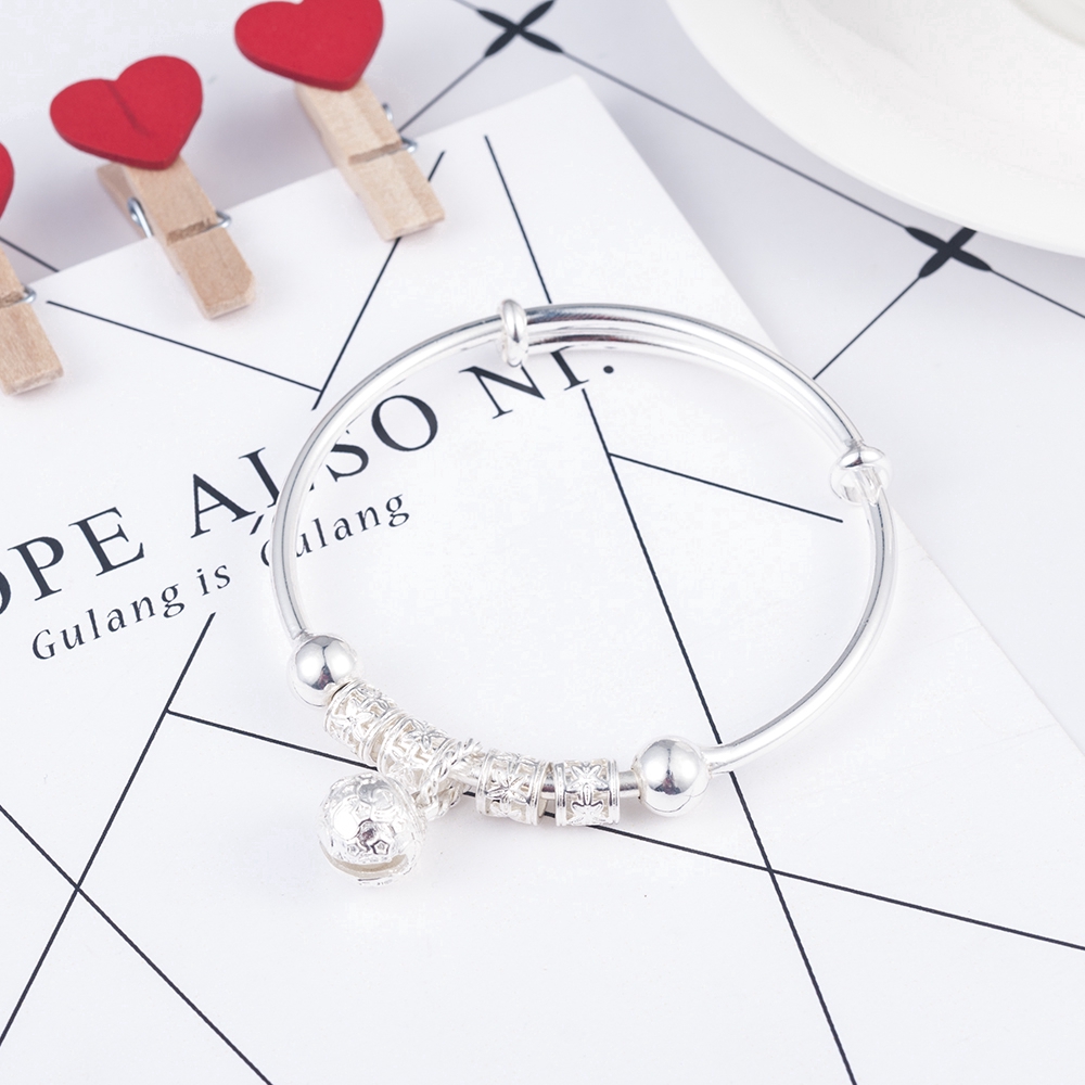 Vòng đeo tay mạ bạc kiểu dáng cổ điển xinh xắn dành cho nữ