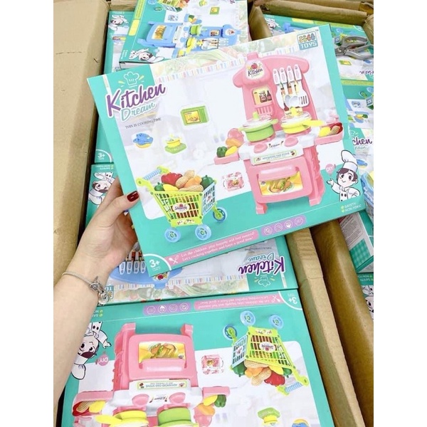 Bộ đồ chơi NHÀ BẾP kèm xe đẩy KITCHEN DREAM nhiều chi tiết cho bé