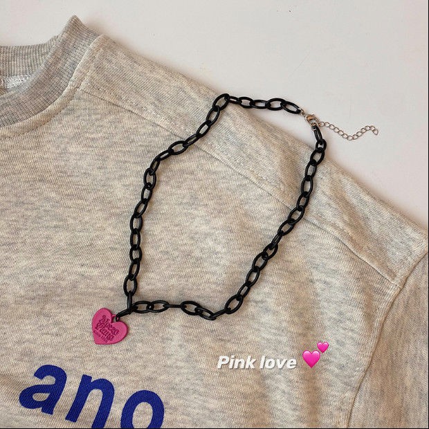 Love necklace female popular online red ins hip hop cool design sense choker year new sweater chain short