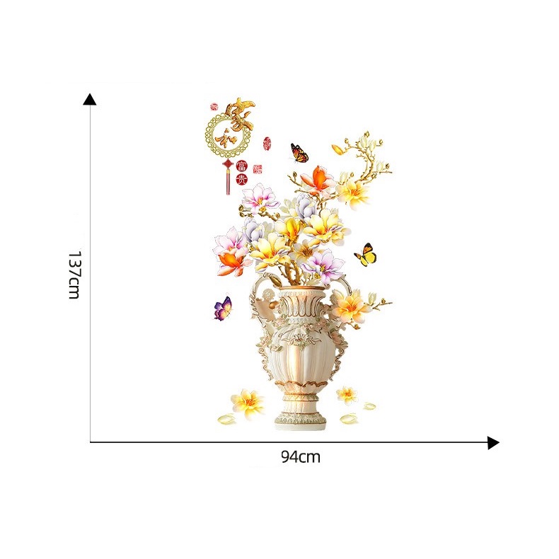 Decal dán tường Bình hoa mai 3D