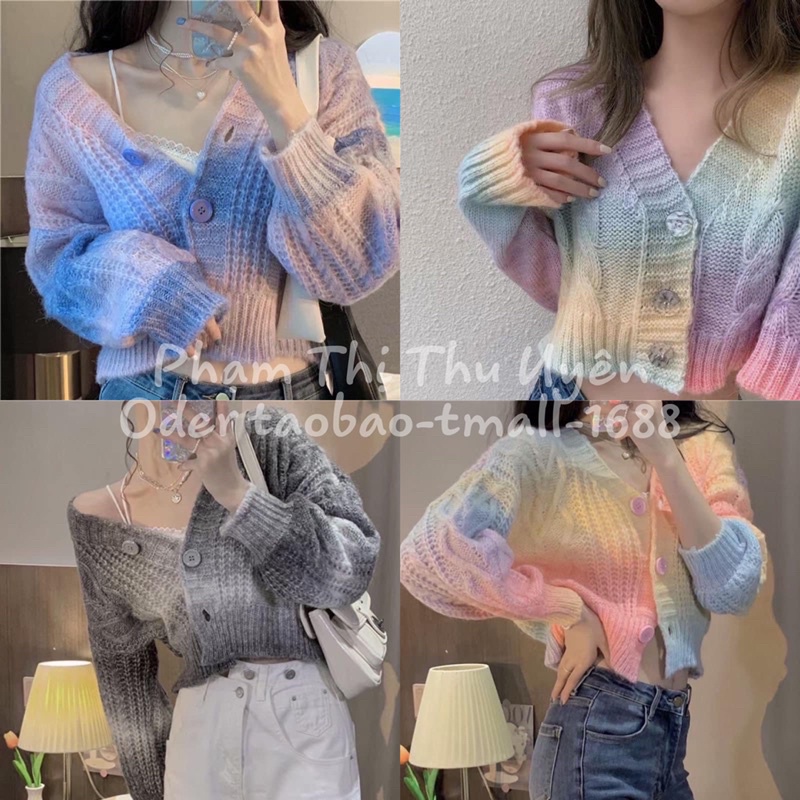 áo croptop len loang màu