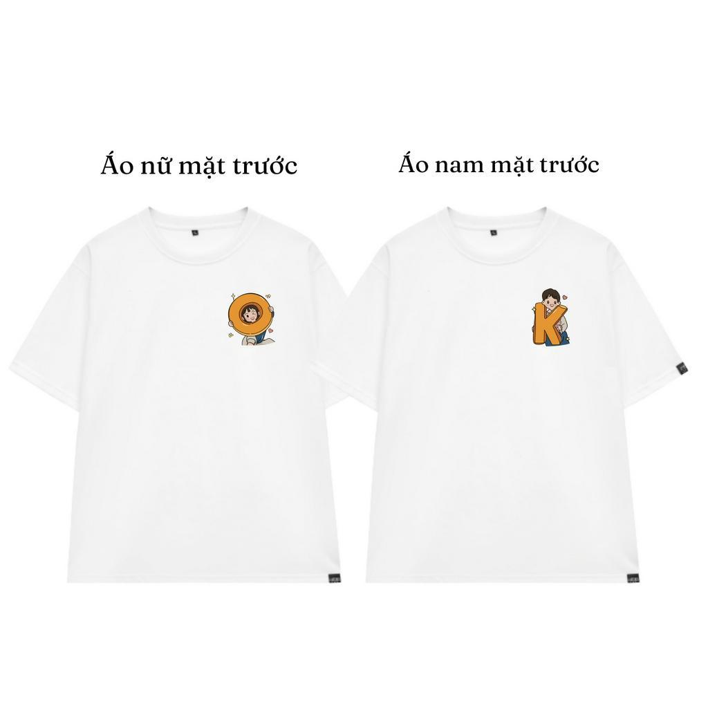 Áo cặp đôi nam nữ SMALL THINGS ST áo thun couple chất liệu 100% cotton 2 chiều cổ tròn tay lỡ 2 màu đen trắng chữ O và K