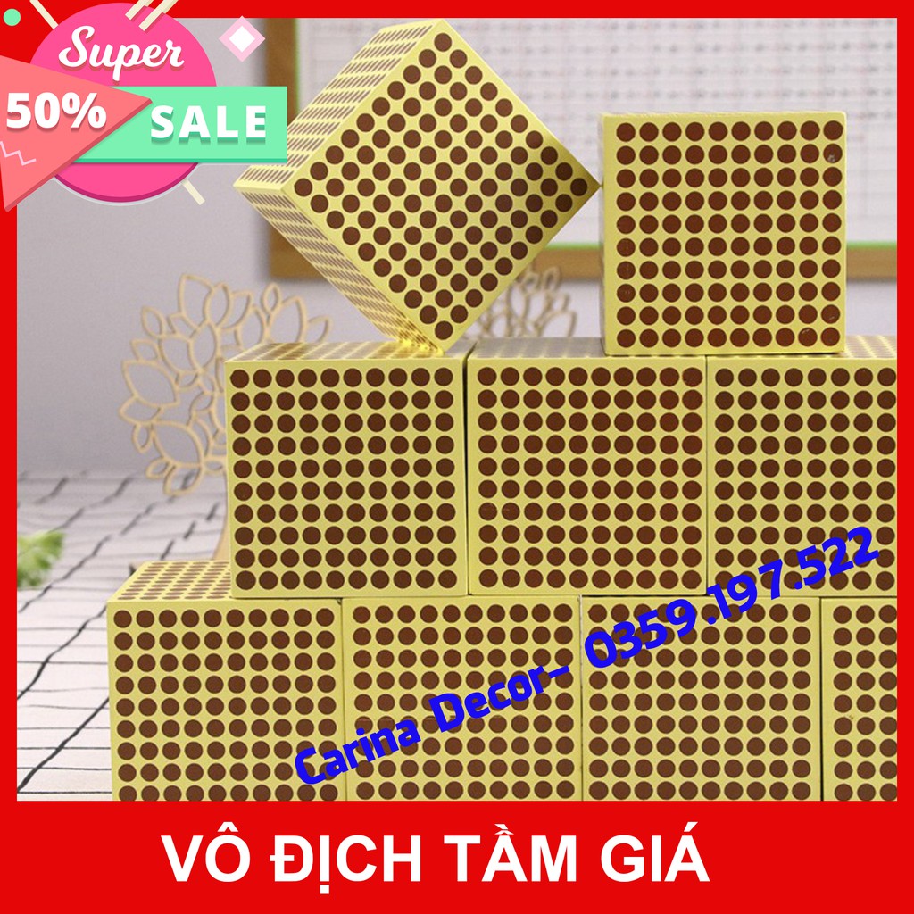 Giáo cụ Montessori - 9 khối gỗ 1000 chấm - Carina Decor