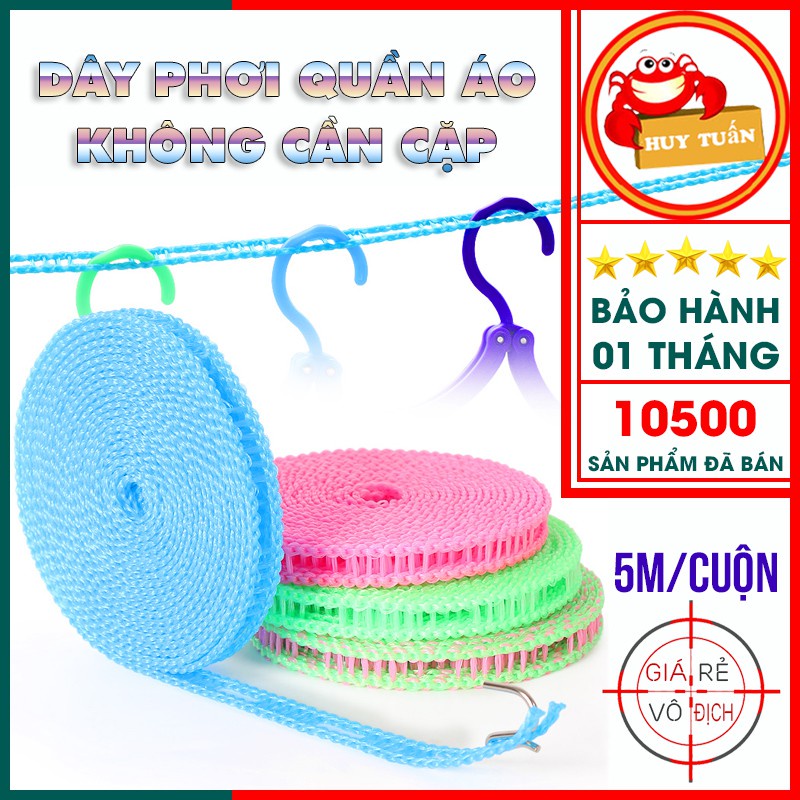 Dây Phơi Quần Áo Thông Minh 3M/5M Không Cần Cặp