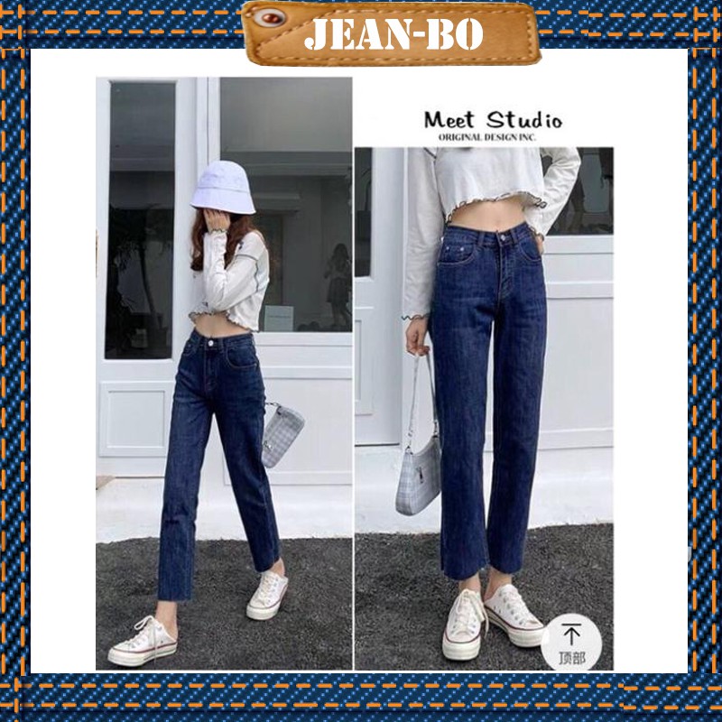Quần jean bò baggy nữ lưng cạp cao siêu đẹp phong cách Hàn Quốc - JEANBO-J124