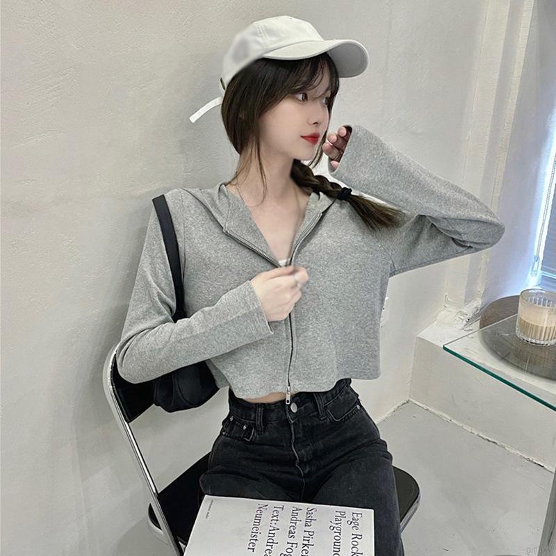 Áo Khoác Nữ Dài Tay Có Mũ Màu Sắc Thời Trang Hàn Quốc