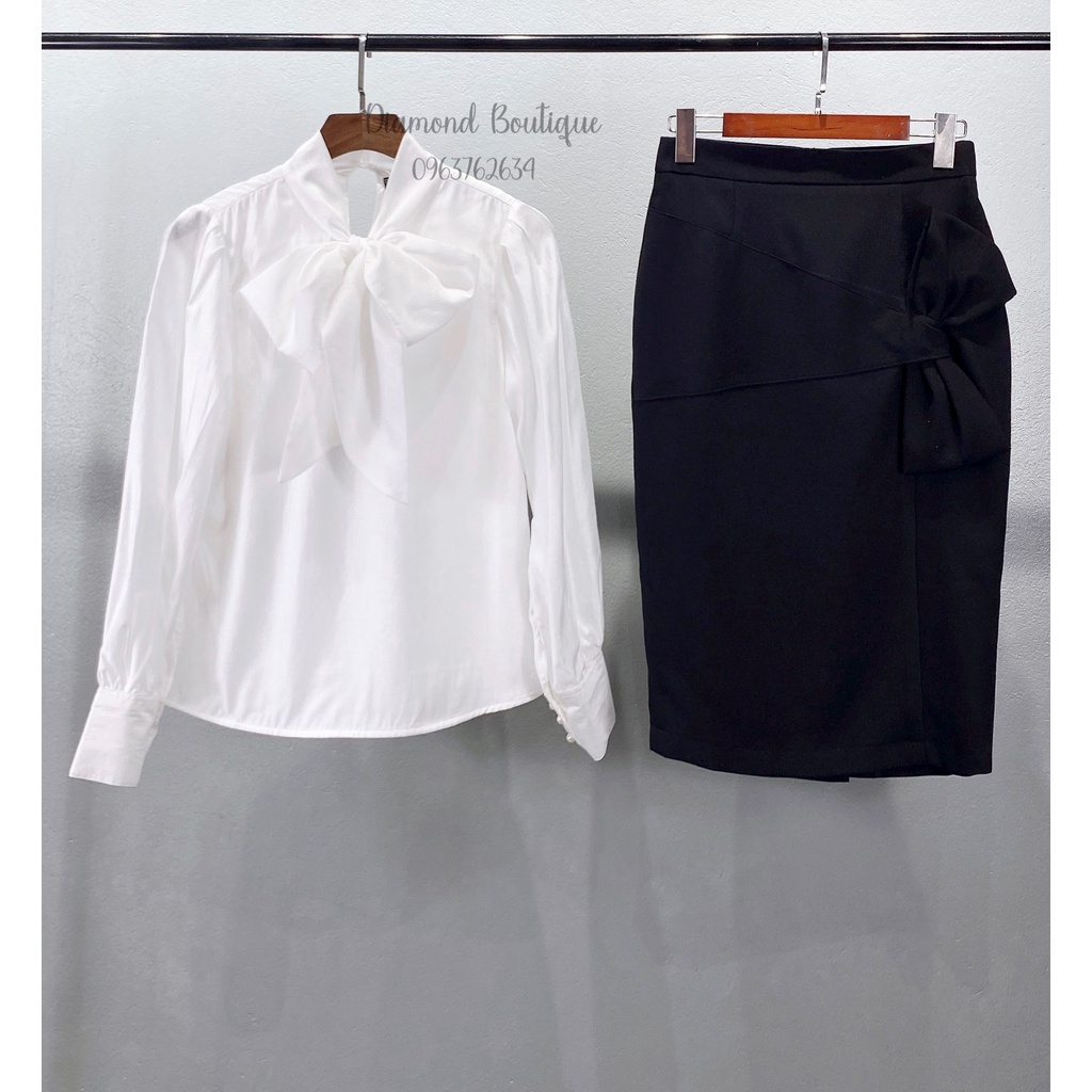 Áo Sơ Mi Nữ Dài Tay Nơ Linen Lót Lụa