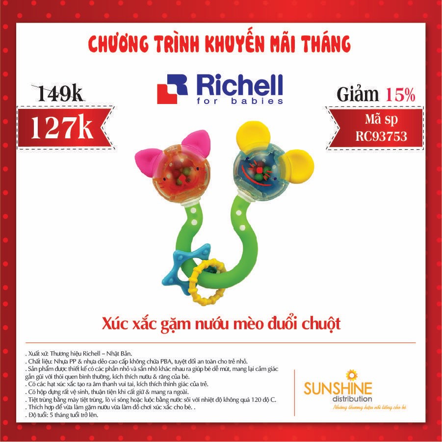 Gặm nướu xúc xắc mèo đuổi chuột Richell RC93753